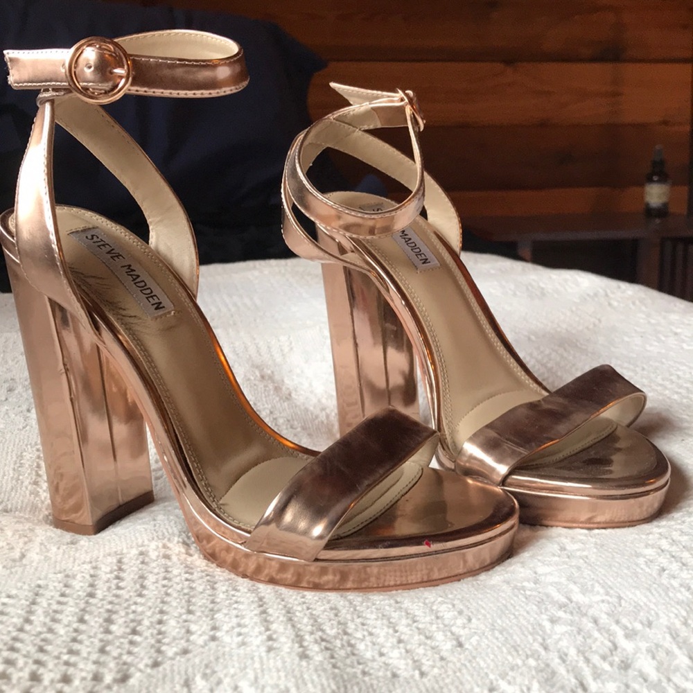 Steve Madden Rose Gold Ankle Strap Heels